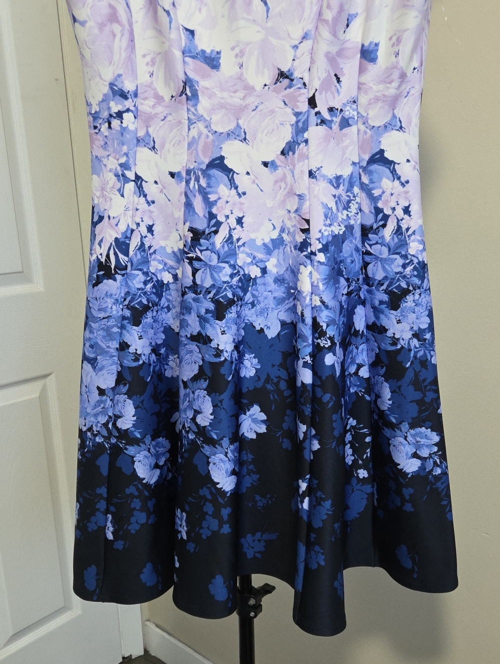 Gabby Skye Lavender and Navy Floral Ombre Fit & Flare Midi Dress - Picture 3 of 6